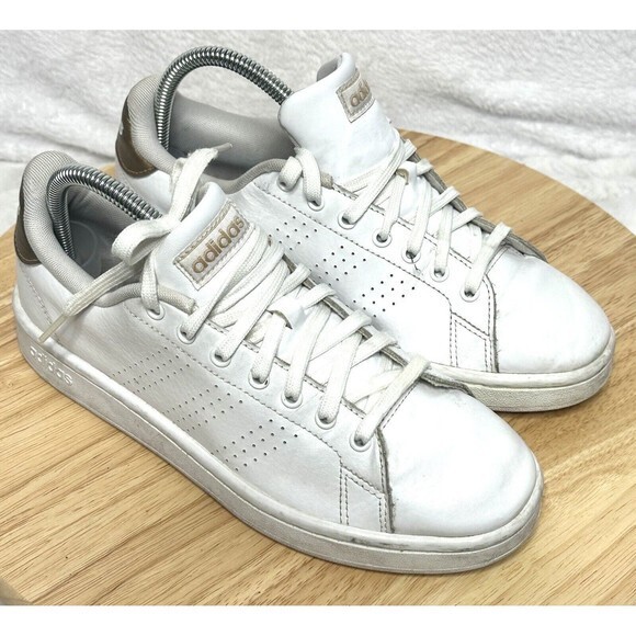 Adidas Advantage Women's Tennis Shoe Size 7.5 White/Gold - Picture 3 of 7